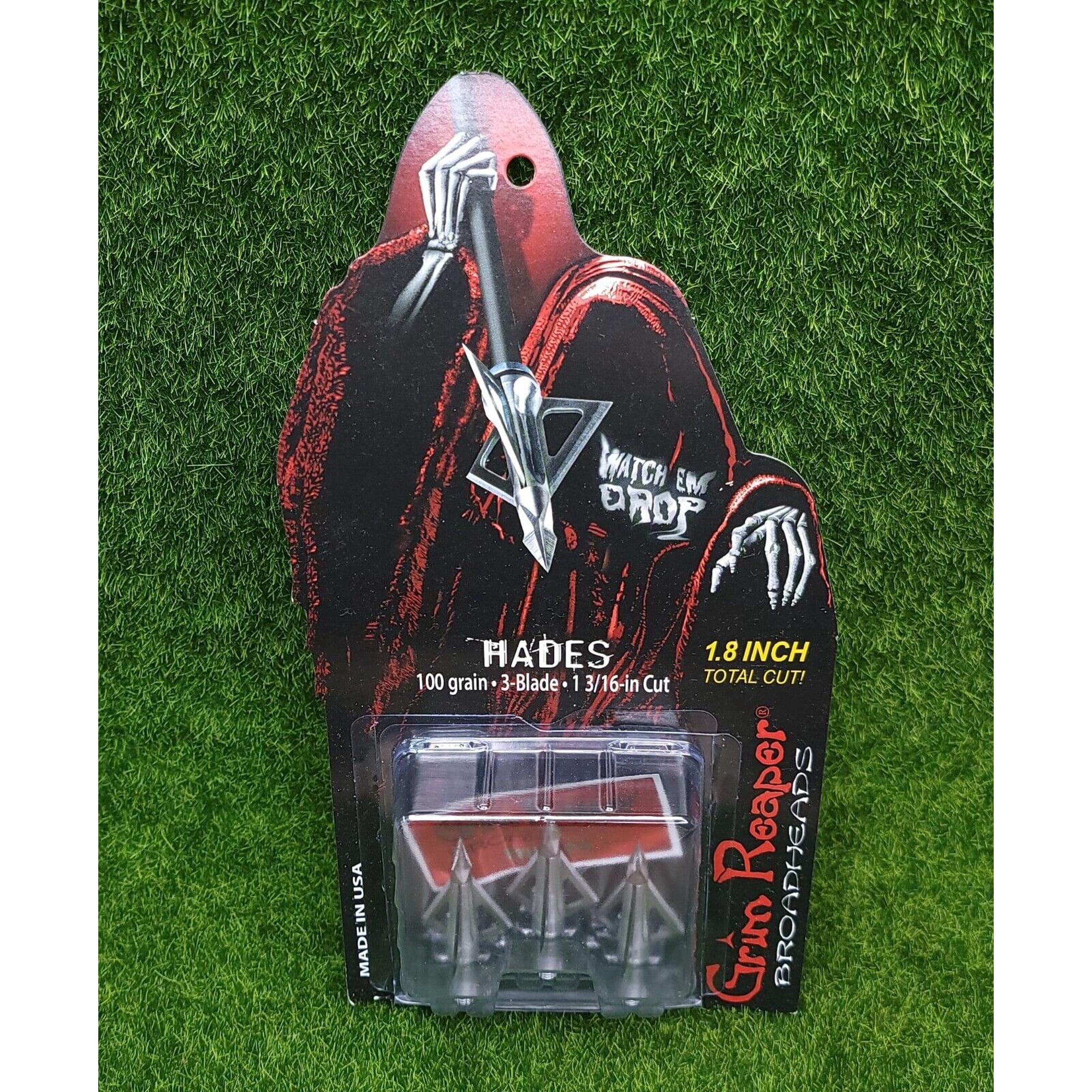 Grim Reaper Hades Fixed-Blade Broadhead 100gr 3-Blade 1 3/16 Cut (3-Pack) - 2203