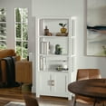 thumbnail image 6 of Martha Stewart Hutton Four Tier Shaker Style Bookcase with Storage Cabinet in White with Polished Brass Hardware, 6 of 16
