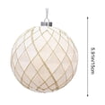 thumbnail image 2 of 6 Inch White Flocked Christmas Ball Ornament with Gold Thread Diamond Pattern Large Shatterproof Xmas Tree Decor Bauble, 2 of 7