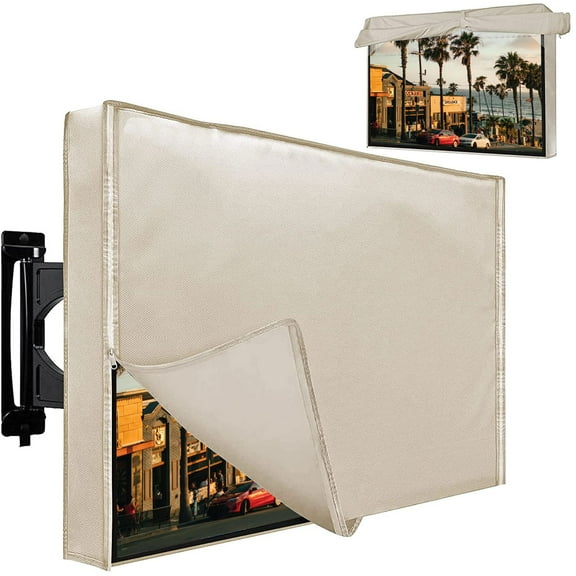 Outdoor TV Cover, Waterproof and Dustproof TV Screen Protectors with Waterproof Zipper Remote Control Pocket for 40-43in LED LCD OLED TVs