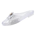 thumbnail image 3 of YOUYEDIAN Jelly Sandals for Women Ballet Mesh Flats Shoes Summer Beach Wide Closed Toe Mary Jane Mules Dressy Comfortable Slip on Sandals (White), 3 of 5