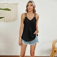 thumbnail image 3 of Pxiakgy tank top for women womens tank tops Women's Solid Color V Neck Camisole Summer Fashion Casual Eyelet Embroidery Top Black + M, 3 of 8