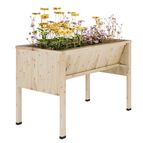 Huerto Urbano De Madera De Abeto, Cama De Cultivo Elevada, Jardinera Con Ruedas y Frenos, Macetero Exterior Para Verduras Con Forro y Ganchos De Almacenamiento