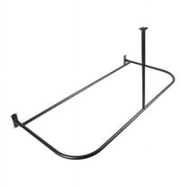 Rustproof Aluminum D-shape Shower Rod with Ceiling Support, Oil Rubbled Bronze - 60 in.