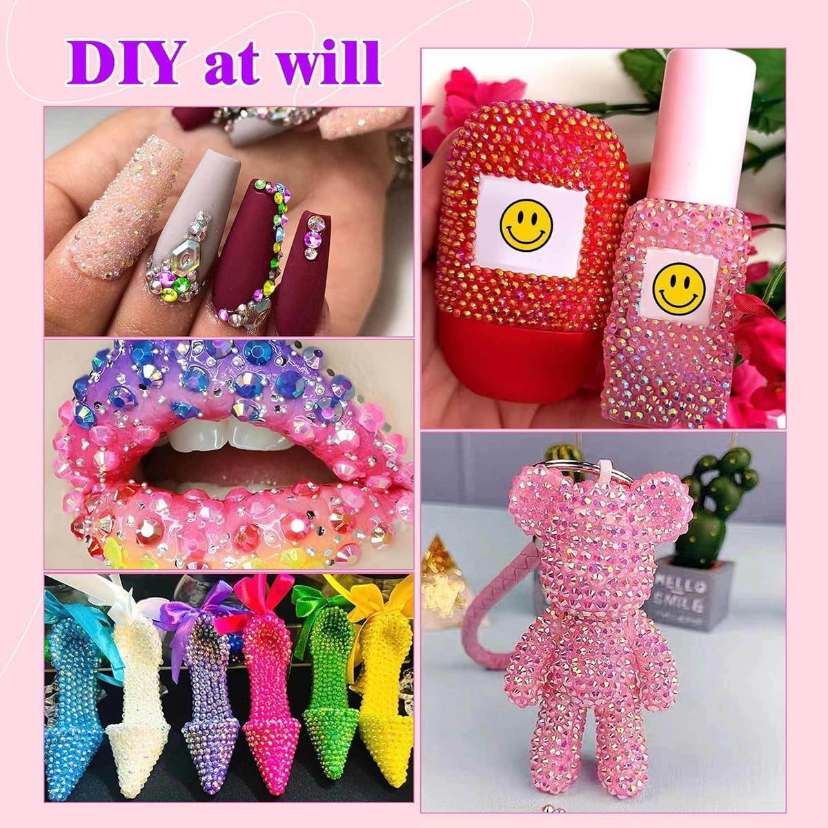 Bedazzler Kit with Rhinestones for Bedazzling, 3mm 40000 Pcs Flatback Gems for Crafting, Bedazzling Kit with 3Pcs B7000 Glue for Clothing Shoes Nail Book Diamond Art Bedazzled Kits