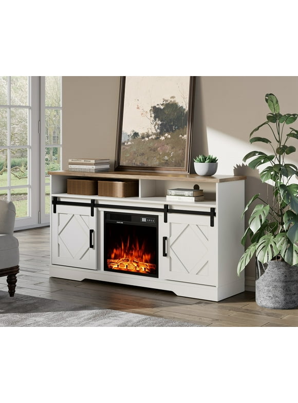 White Electric Fireplace TV Stands