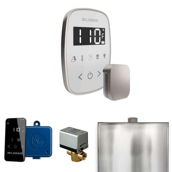 Mr Steam ButlerFlex Steam Shower Ctrl Pkg w/TempoFlex Control and Steamhead in White Brushed Nickel
