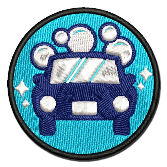 Car Wash Applique Multi-Color Embroidered Iron-On Patch - 2.5 Inch Small