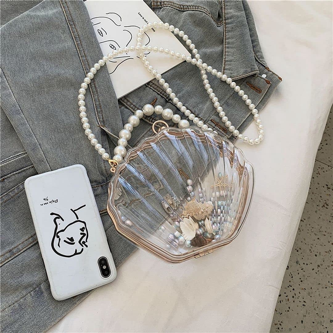 YOUI-GIFTS Women Fashion Seashell Crossbody Shoulder Bag Chain Strap Handbags Acrylic/Synthetic PU leater Evening Clutch Purse