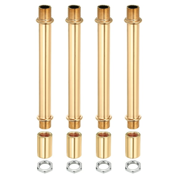 Uxcell Lighting Downrod 4 Inch Long M10 Threaded Extension Rod Lighting Fixtures Gold Tone 4 Set