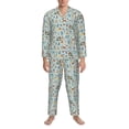 thumbnail image 3 of Daiia Tribal Animals for Men's Long-Sleeved Pajama Set – Soft & Comfortable Sleepwear Button-Up Pajamas Cozy Lounge Wear-Medium, 3 of 7