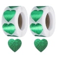 thumbnail image 1 of Uxcell 2 Rollos de Etiquetas Adhesivas en Forma de Corazón Brillantes de 1 Pulgada, Verde (C-73-25), 1 of 5