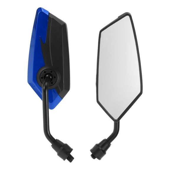 Unique Bargains 1 Set M10 Universal Motorcycle Rear View Mirrors Bar End Side Mirror Mount Adjustable Iron Plastic Black Blue Prismatic Shape
