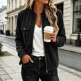 thumbnail image 3 of Women's Suede Cargo Jacket Workwear Long Sleeve Fall Coat Black Casual Trendy Outerwear for Daily Wear, 3 of 7