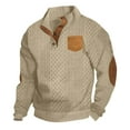 thumbnail image 1 of pstuiky camisas de manga larga para hombre, Suéter de hombre con botones, color liso, cuello alto, mangas largas y cuadrados pequeños tops de invierno para hombre l, 1 of 6