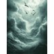 thumbnail image 1 of Qisvanset 12x16 Inch 2D Flat Framed Canvas Art, Bird Soar Stormy Cloud Moody Nature Serene Space Home Wall Decor, 1 of 5