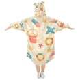 thumbnail image 2 of FORMRS Wearable Blanket Hoodie with Sleeves for Kids Cozy Flannel Sweatshirt, Beach Pattern, 2 of 7