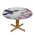 thumbnail image 3 of JEUXUS  Hummingbird Floral Fitted Tablecloth Round, Butterfly Elastic Edge Table Cover, Polyester Table Pad Cloth for Indoor Outdoor Party Dinner Patio Decor, 3 of 7