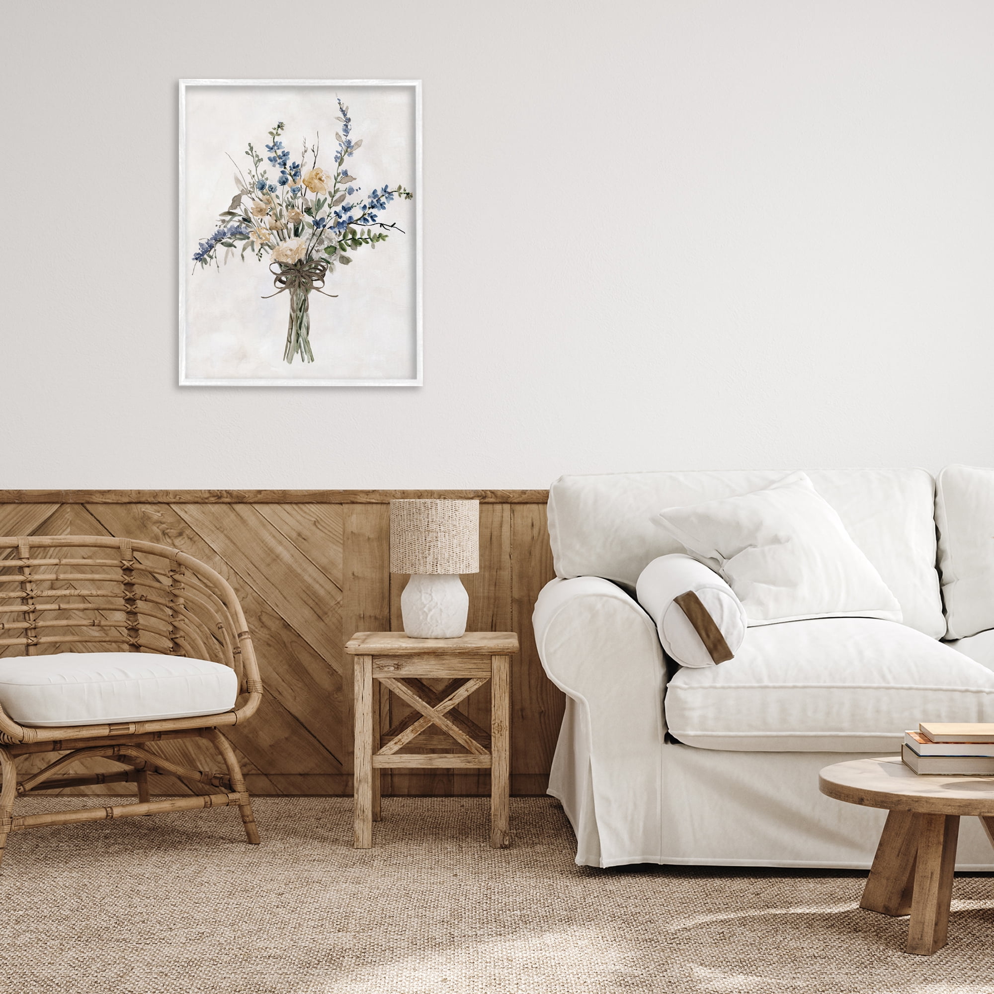 Stupell Industries Subdued Flower Bushel White Framed Giclee Art, design by Carol Robinson