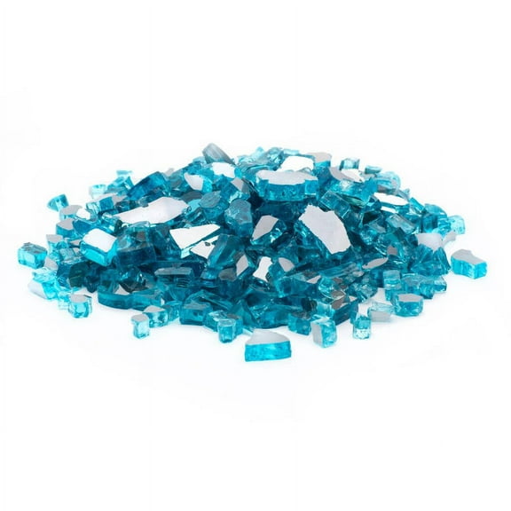 Dragon Glass 0.50" Caribbean Blue Reflective Fire Glass, 10 lb