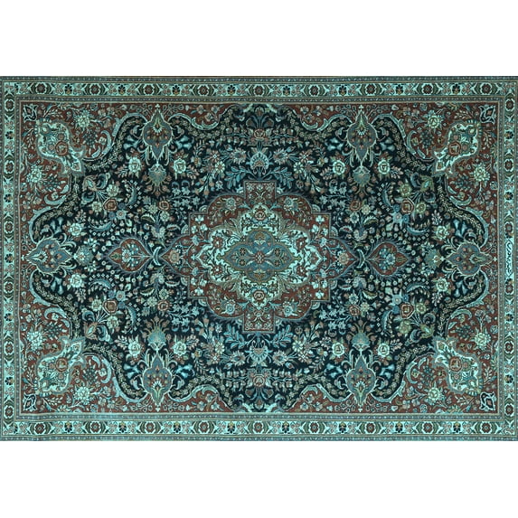Ahgly Company Indoor Rectangle Medallion Light Blue Traditional Area Rugs, 2' x 3'