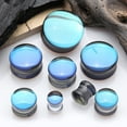 thumbnail image 3 of A Pair of Midnight Moon Iridescent Glass Double Flared Ear Gauge Plug, 3 of 3