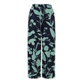 thumbnail image 5 of WTOBBY Women's Printed Wide Leg Pants with Floral High Waist Drawstring Loose Casual Trousers and Functional Pockets for Everyday Fashion ,Mint Green L, 5 of 6