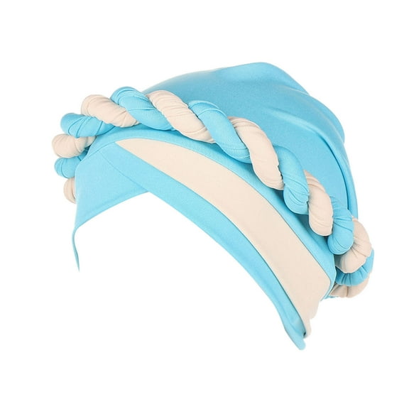 Prolriy Turbans for Women, Women Braid Turban Hats Cap Hair Bonnet Head Scarf Wrap Cover Head Wraps Hats for Women Sky Blue One Size