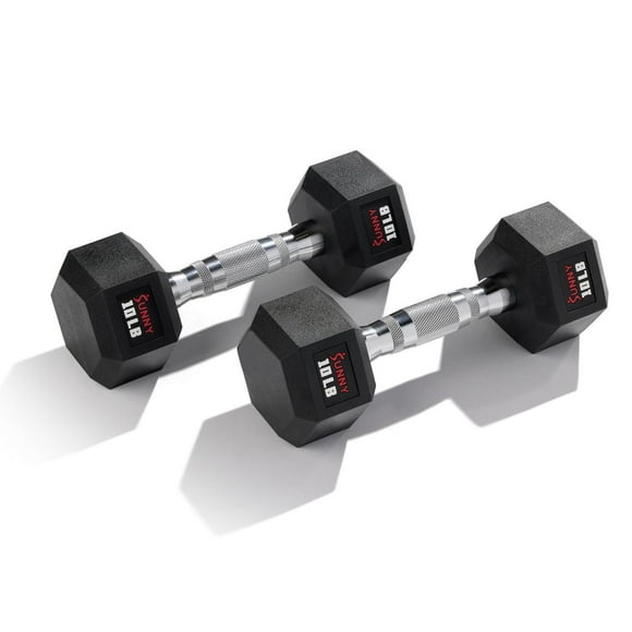 Sunny Health & Fitness Premium Core Fit Hex Style Dumbbells, Commercial Level, 10lbs, Pair