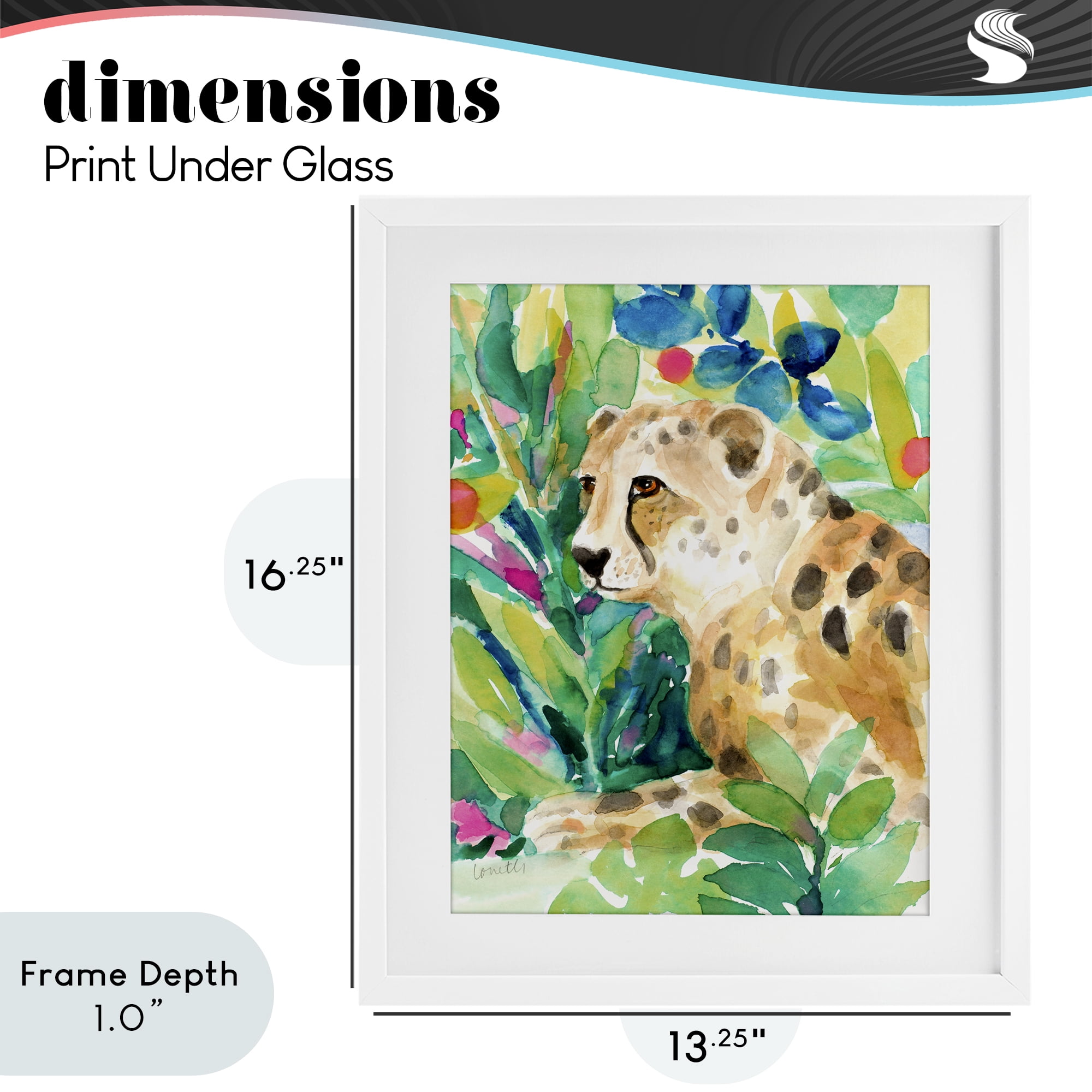 Stupell Industries Vibrant Chillin' Cheetah White Framed Print Under Glass, design by Lanie Loreth