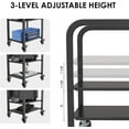 thumbnail image 3 of 360Tronix Height Adjustable Computer Tower Stand, Metal Rolling Cart on Wheels for ATX Case Printer, Black Square Tube, 3 of 8