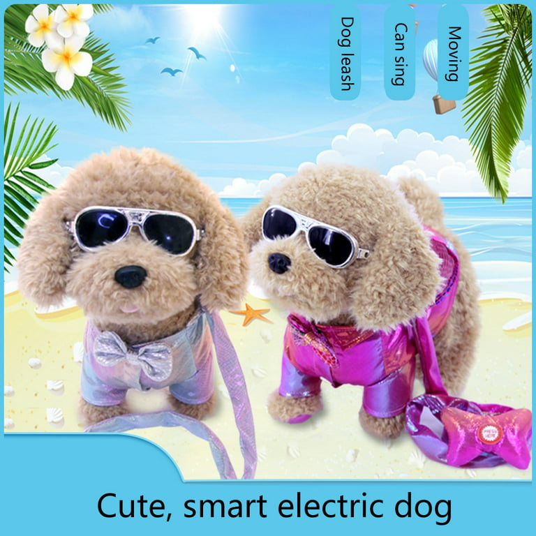 Teucfsky Children Interactive Simulation Electric Puppy Music Mechanical Dog Toy for Kids, Size: 28, Pink