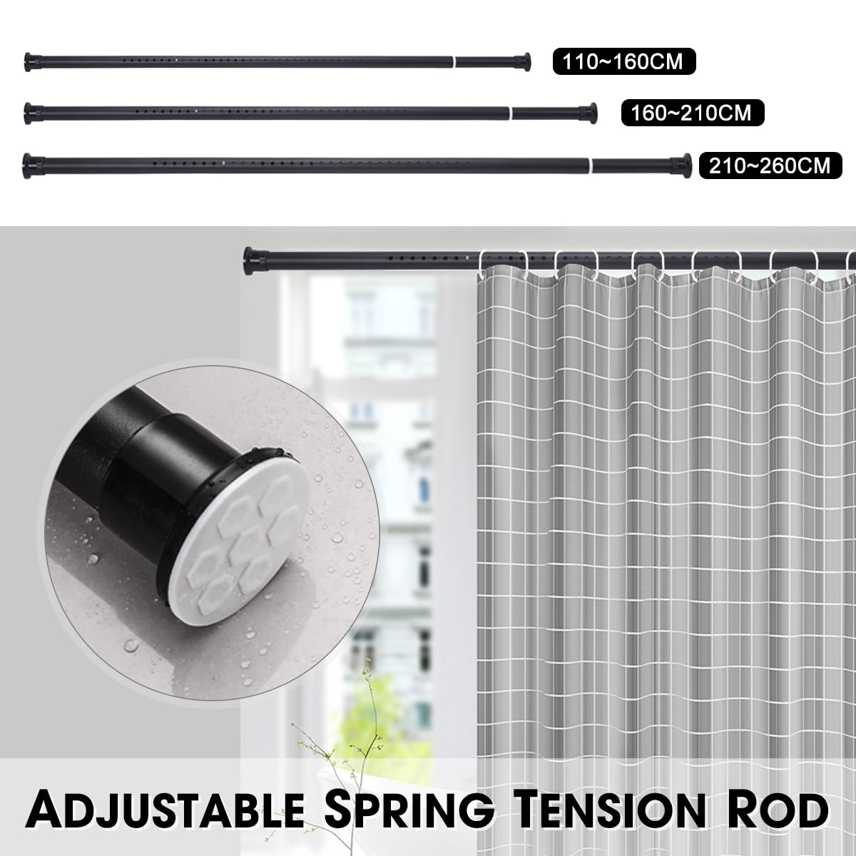 88-160cm No Drilling Extendable Shower Curtain Tension Rod Telescopic Curtain Rod Telescopic Rail Stainless Steel Bath Closet Hanging Pole 88-160cm No Drilling Extendable Shower Curtain Tension Rod Telescopic Curtain Rod Telescopic Rail Stainless Steel Bath Closet Hanging Pole