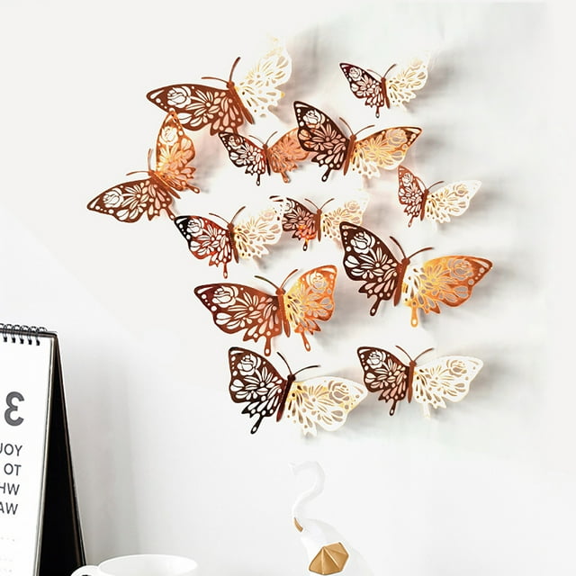 Xihbxyly Adhesivo de Pared Hueco Volador, Diseño Dorado de Lujo, Fácil de Despegar y Pegar, Ideal para Renovar Tu Habitación, Como Telón de Fondo para Baby Shower, Decoración Festiva, 4 Tamaños Grand