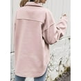 thumbnail image 6 of Women'S Wool Blend Button Down Long Sleeve Oversized Shacket Jacket Coat Pink S, 6 of 7