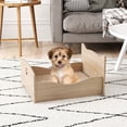 thumbnail image 2 of Gymax Elevated Pet Bed Frame Indoor Large Cat Bed w/ Rails Cute Headboards Animals Bed, 2 of 10