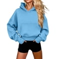 thumbnail image 2 of Essentials Hoodie Baeitkot Women's Oversized Casual Solid Color Hem with Drawstring Hooded Long Sleeved Sweatshirt, 2 of 6