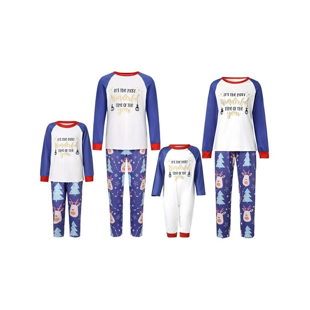 Familia Pijamas Navidad A Juego Manga Larga Cuello Redondo Tops Pantalones Largos/Romper XBTCLXEBCO Mascota Morado;L