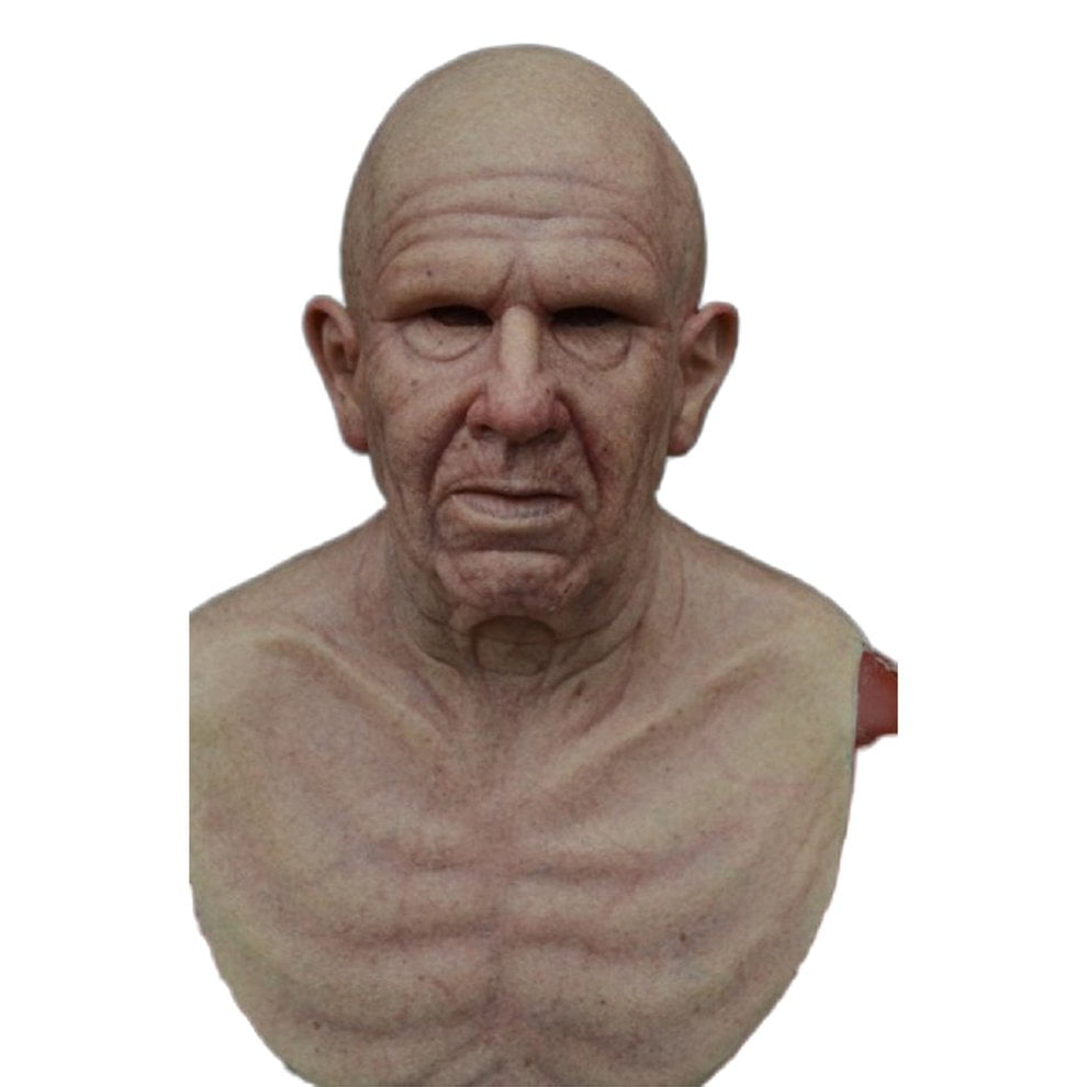 Halloween Props Funny Face Wig Old Man Mask Old Man Headgear Realistic ...