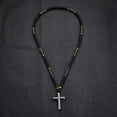 thumbnail image 3 of Beaded Cross Necklace for Men - Black Onyx & Tiger's Eye Beaded Chain with Stainless Steel Cross Pendant, Christian Jewelry for Men, 3 of 8