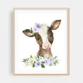 thumbnail image 2 of Cow, Farm Animals, Barn Animals, Barnyard, Purple Flowers, Gender Neutral Nursery - Illustration Unframed Wall Art Print 24 x 32 inches, 2 of 13
