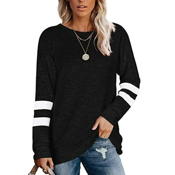 Calzi Women Kaftan Loose Blouse Shirts Summer Long Sleeve Thin Baggy Round Neck Pullover Tops Winter Basic Tee For Women Lounge Shirt Size S-3XL