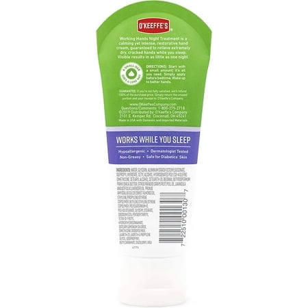OKeeffes Working Hands Night Treatment Hand cream, 3 oz Tube, (Pack of 2)