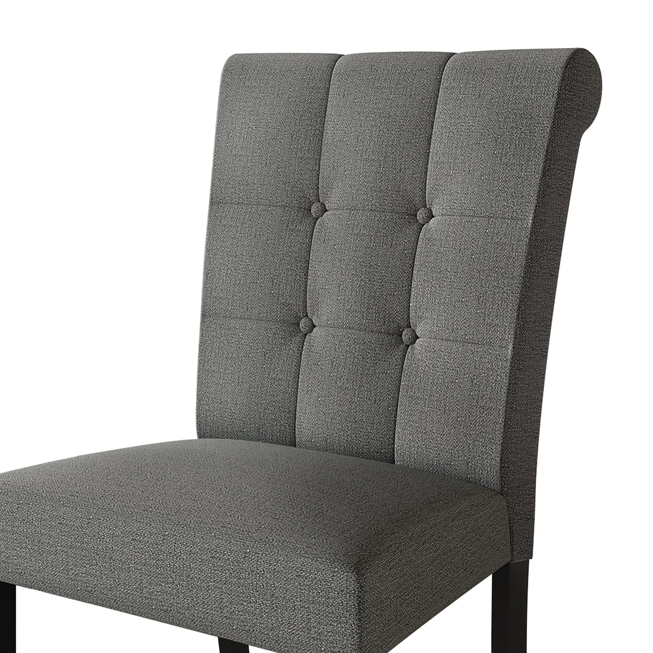 Castle Place Mid-Century Button Tufted Wooden Dining Chairs, Grey, Set of 2
