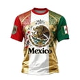 thumbnail image 3 of Mens Soccer Shirt Mexico Jersey Raglan Tops Short Sleeve Graphic T Shirt All Over Star Print Tee Fan Casual Tops TeeL, 3 of 3