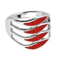 thumbnail image 5 of Amazing Waves Myriad of Synthetic Red Coral Stone Sterling Silver Ring for Female Anniversary-9, 5 of 6