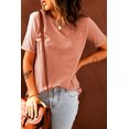 thumbnail image 2 of ABPHQTO Camiseta de manga corta enrollada de color sólido naranja para mujer, 2 of 5