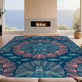 thumbnail image 2 of Design&I 8'x10' Washable Area Rug Extra Large Skid-Resistant Low Profile Ocean Coral Reef Border Nautical Seashell Fish Turtle Refined Structured for Living Room, Family, 2 of 7