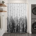 thumbnail image 2 of Black Christmas Shower Curtain - Water Repellent Fabric Shower Curtains Washable, Winter Xmas Trees Snowflakes Rustic Decorative Polyester Cloth Bathroom Curtains Modern Bath Decor 36"x72", 2 of 8