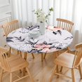 thumbnail image 3 of Flower Design Round Tablecloth with Elastic Fit, Soft Water-Resistant Fabric for Spring and Summer Decor, Fits 44-52 Inch Tables, 3 of 7